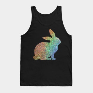 Holographic Rainbow Faux Glitter Easter Bunny Tank Top